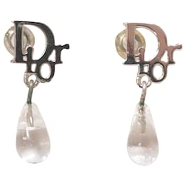 Dior-Dior Clear Teardrop Drop Earrings in Silver Metal-Silvery,Metallic