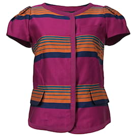 Marc by Marc Jacobs-Marc by Marc Jacobs Striped Short Sleeve Blouse in Multicolor Polyester-Other