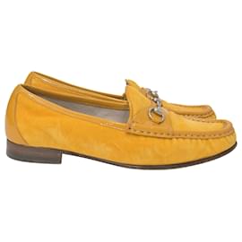 Gucci-Gucci Horsebit Loafers in Yellow Suede-Yellow