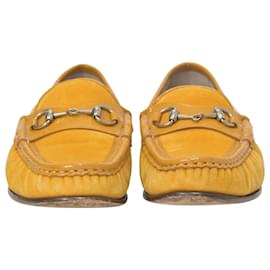 Gucci-Gucci Horsebit Loafers in Yellow Suede-Yellow