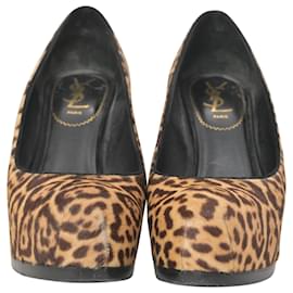 Saint Laurent-Saint Laurent Tribtoo Platform Pumps in Animal Print Pony Hair -Other