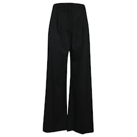 Hermès-Pantalons larges Hermès en laine noire-Noir