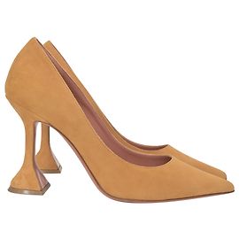 Amina Muaddi Ami Pompes 95 En Daim Camel Jaune Camel