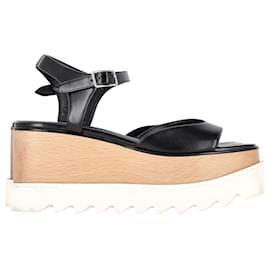 Stella Mc Cartney-Stella McCartney Elyse Platform Sandals in Black Faux Leather-Black