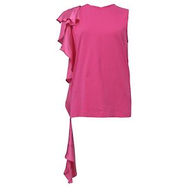 Top sem mangas em algodão rosa com detalhes em babados MSGM Marrom Rosa