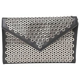 Clutch Alaïa com studs em couro preto Preto