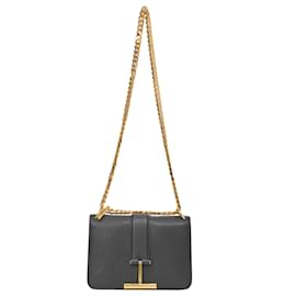 Tom Ford-Tom Ford Tara Chain Shoulder Bag in Black Leather -Black