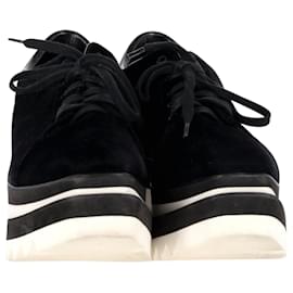 Stella Mc Cartney-Stella McCartney Elyse Platform Sneakers in Black Suede And Faux Leather -Black