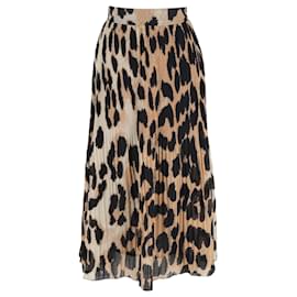 Ganni-Ganni Leopard-Print Plissé Midi Skirt in Animal Print Georgette -Other