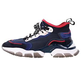 Moncler-Moncler Leave No Trace Sneakers in Blue Leather-Blue,Navy blue