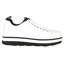 Prada-Prada Sport Platform Sneakers in White Leather -White