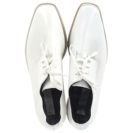 Stella Mc Cartney- Stella McCartney Elyse Platform Lace-Up Shoes in White Faux Leather-White