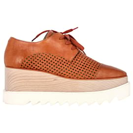 Stella Mc Cartney-Stella McCartney Elyse Platform Lace Up Derby in Brown Faux Leather -Brown