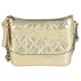 Chanel-Chanel Gold Quilted Calfskin Small Gabrielle Hobo-Golden,Metallic