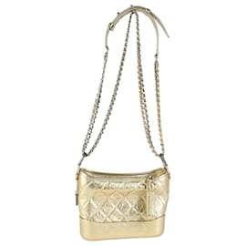Chanel-Chanel Gold Quilted Calfskin Small Gabrielle Hobo-Golden,Metallic