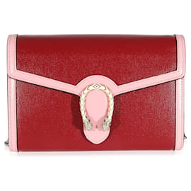 Gucci-Gucci Pink White Leather Dionysus Chain Wallet-Pink