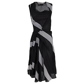 Vivienne Westwood-Vivienne Westwood Striped Sleeveless Midi Dress in Black Cotton-Black