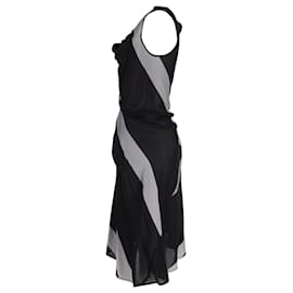 Vivienne Westwood-Vivienne Westwood Striped Sleeveless Midi Dress in Black Cotton-Black