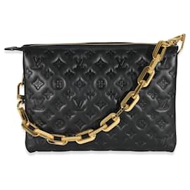 Louis Vuitton-Louis Vuitton Black Monogram Puffy Lambskin Coussin MM-Black