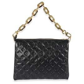 Louis Vuitton-Louis Vuitton Black Monogram Puffy Lambskin Coussin MM-Black