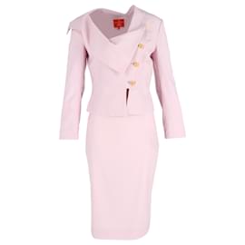 Vivienne Westwood-Vivienne Westwood Asymmetric Blazer and Skirt Suit Set in Pink Wool-Pink