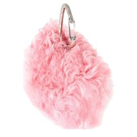 Chanel-Chanel Pink Shearling Lambskin Jewel Hook Card Holder-Pink