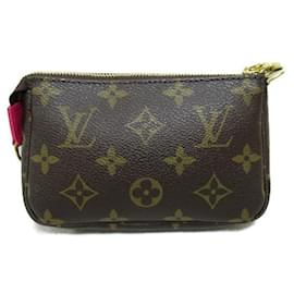 Louis Vuitton-Louis Vuitton Mini Pochette Accessoires Canvas Schultertasche M67769 in gutem Zustand-Braun