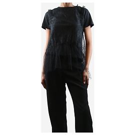 Red Valentino Schwarzes Spitzen-Peplum-Top - Größe XS Schwarz