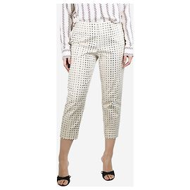 Piazza Sempione Pantalons imprimés crème Audrey - taille UK 12 Écru