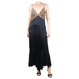 Khaite Schwarzes Midikleid aus Seide mit Spitze - Größe UK 10 Schwarz