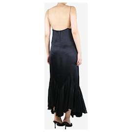 Khaite-Black silk lace-trimmed midi slip dress - size UK 10-Black