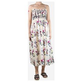 Eres Robe midi florale Soliflore crème - taille M Écru