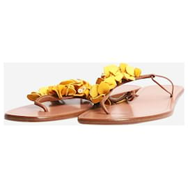 Aquazzura-Brown floral thong sandals - size EU 39.5-Brown