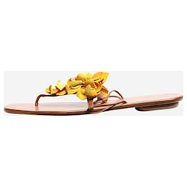 Aquazzura-Brown floral thong sandals - size EU 39.5-Brown