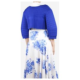 Chanel-Blue cropped textured top - size UK 10-Blue