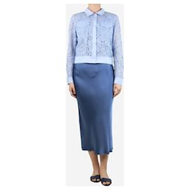 Anine Bing-Blue satin silk midi skirt - size M-Blue