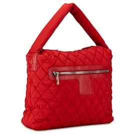 Chanel-Chanel Red Quilted Nylon Coco Cocoon Hobo-Red