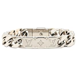 Louis Vuitton-Louis Vuitton Silver Palladium Plated Monogram Chain Link Bracelet-Silvery