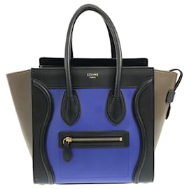 Céline-Celine Blue Micro Tricolor Luggage Tote-Blue