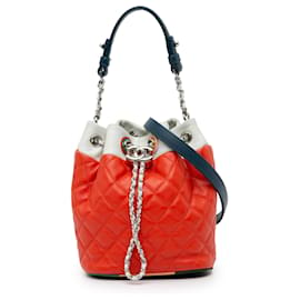 Chanel-Chanel Red CC Quilted Lambskin Cuba Drawstring Bucket-Other