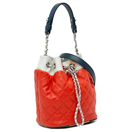 Chanel-Chanel Red CC Quilted Lambskin Cuba Drawstring Bucket-Other