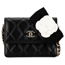 Chanel-Chanel Black Quilted Lambskin My Chanel Lady Card Holder On Chain-Black