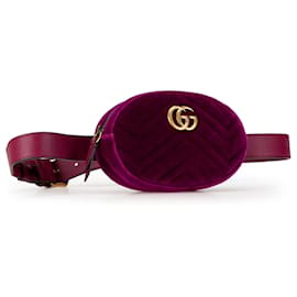 Gucci-Gucci Purple GG Marmont Matelasse Velvet Belt Bag-Purple