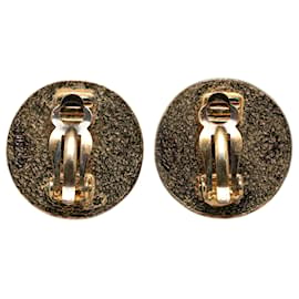Chanel-Chanel Gold Gold Plated CC Clip On Earrings-Black,Golden