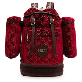 Gucci-Gucci Red Large GG Velvet Heart Alpina Backpack-Red