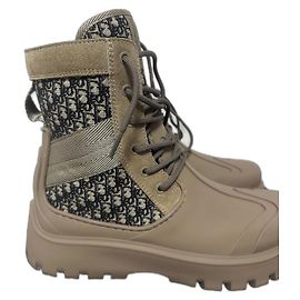 Dior Oblique Boots Blue Beige Sand