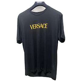 Versace-Versace Logo T-shirt-Black,Yellow