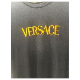 Versace-Versace Logo T-shirt-Black,Yellow