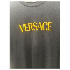 Versace-Camiseta com logo Versace-Preto,Amarelo