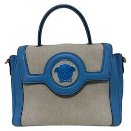 Versace-Bolsa La Medusa da Versace-Bege,Areia,Azul claro